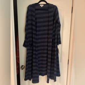 LuLaRoe Sarah size L heathered navy stripe